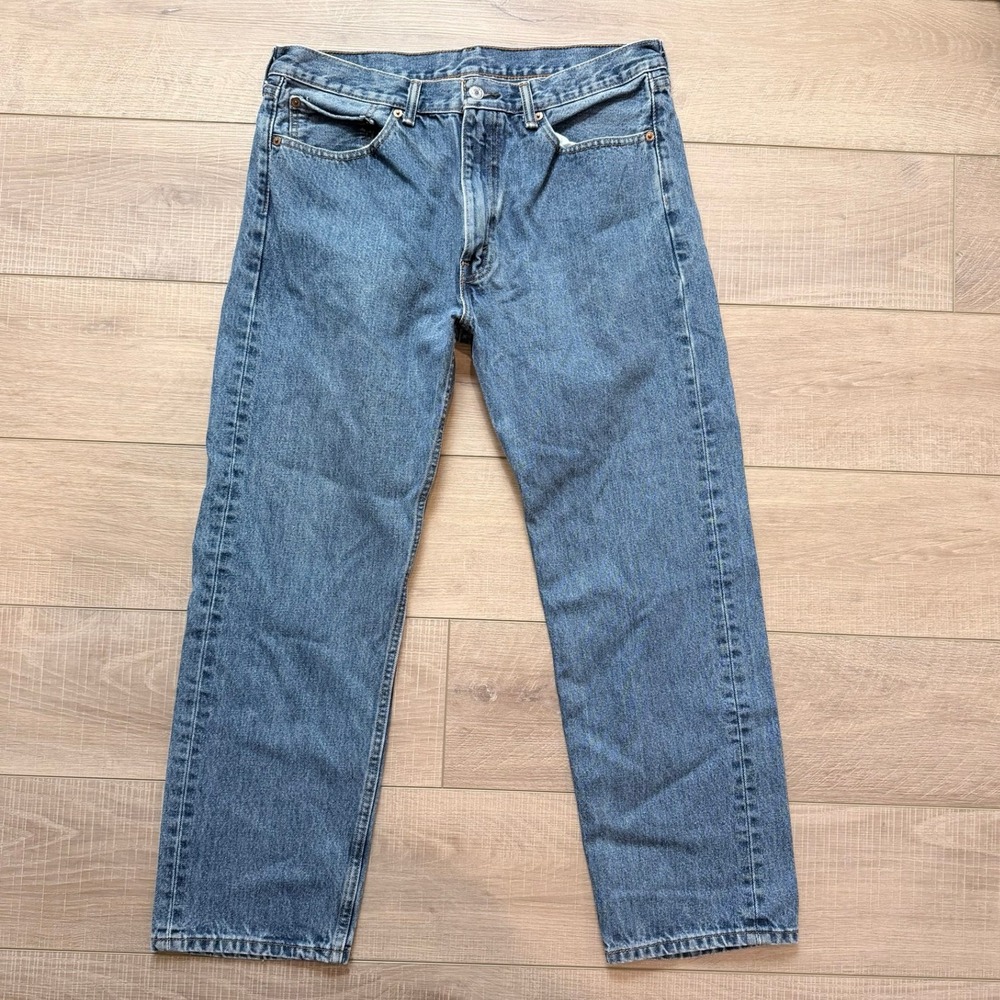 Levis 505 Regular Fit Jeans Mens 36x29 Blue Medium Wash Straight Leg Denim